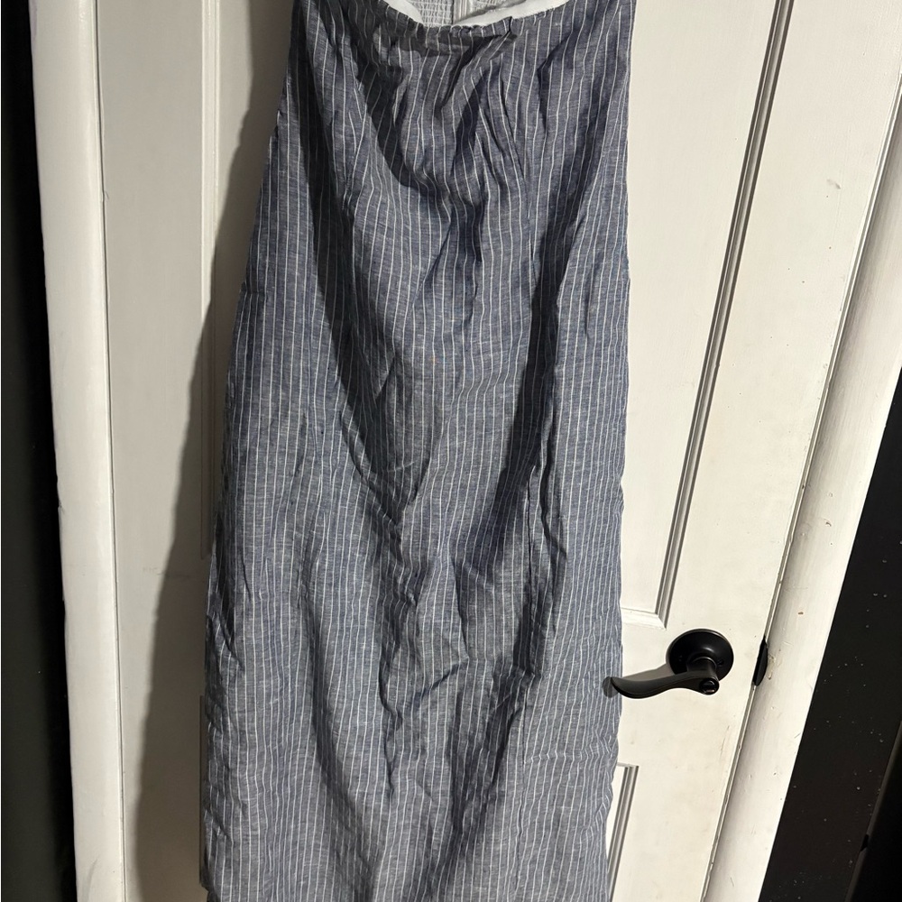 Quince Blue and White Striped Maxi Dress